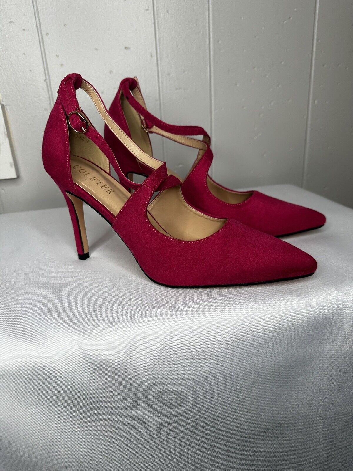 COLETER Womens 4" Pointed Toe D'Orsay Pumps Stilettos High Heel Crossed Ankle