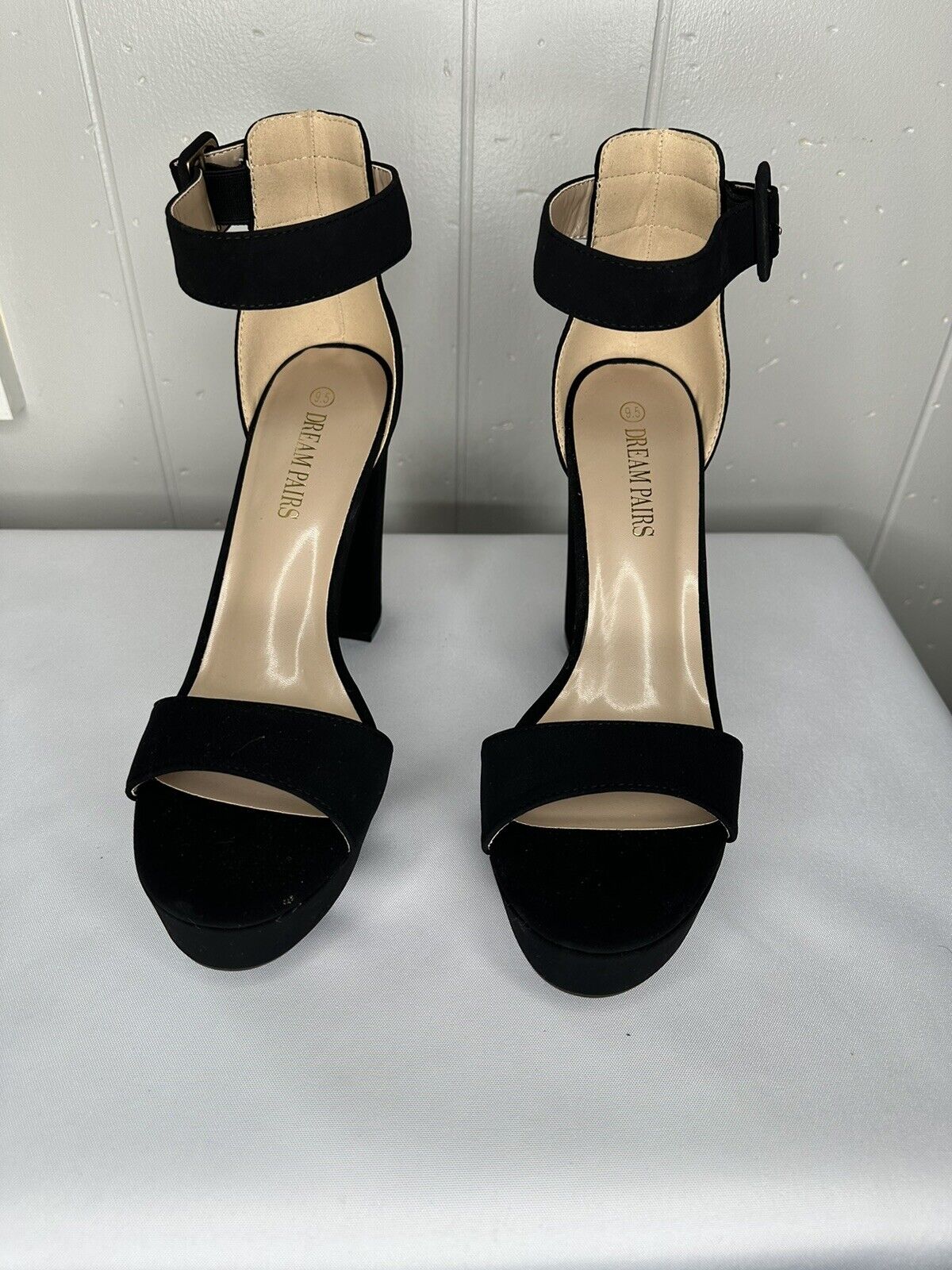 DREAM PAIRS Womens Hi-Lo High Heel Platform Pump Sandal Black/Nubuck Sz 9.5