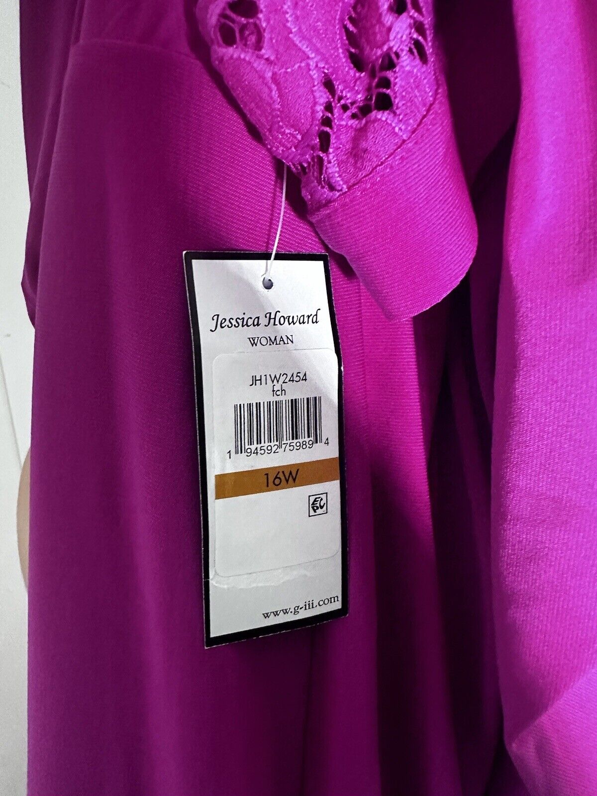 JESSICA HOWARD Womens Pink Lined Closure Pullover Kimono Sleeve Dress Plus 16W