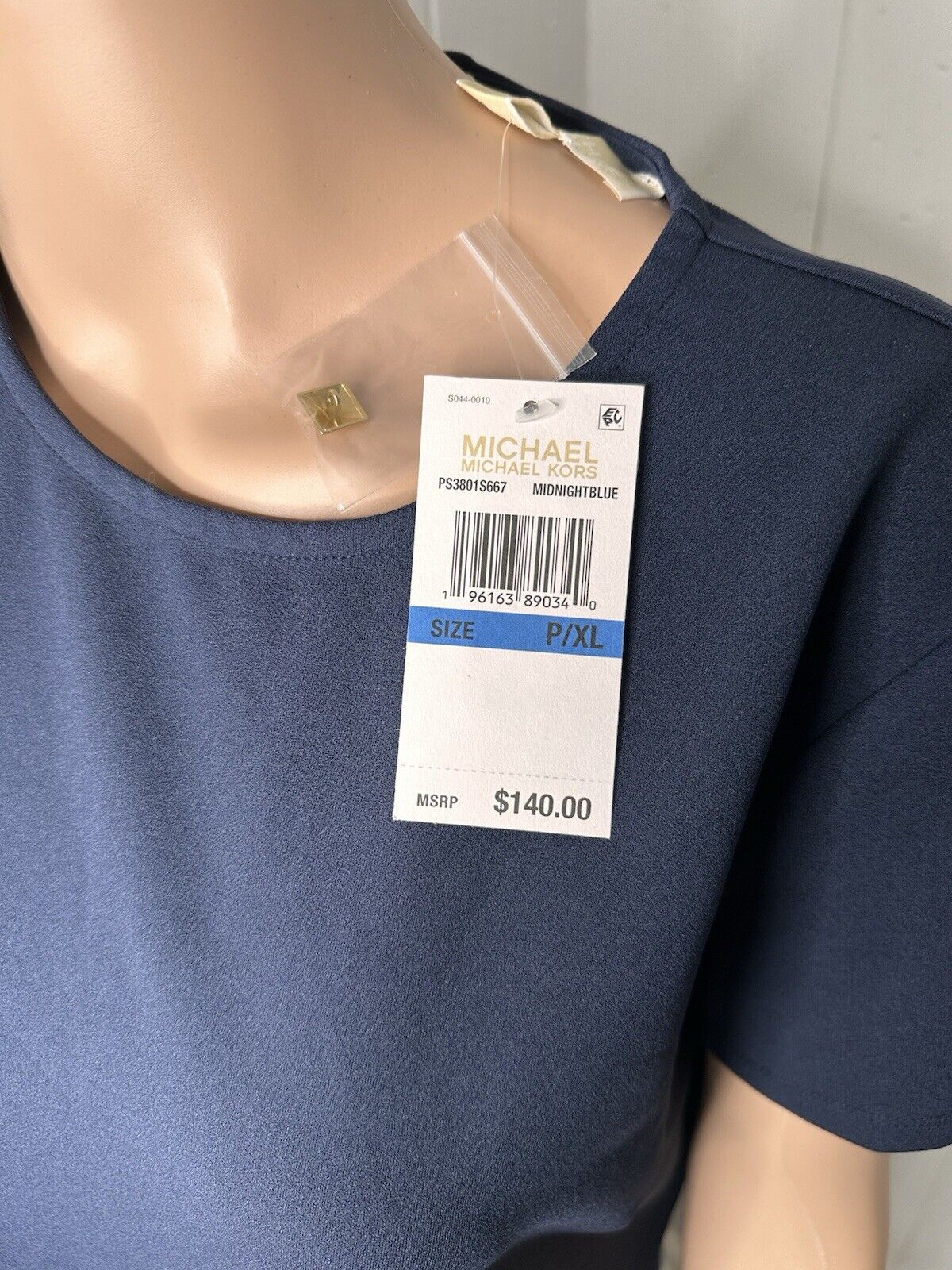 MICHAEL Michael Kors Crepe Pyramid-Button Minidress. P/XL