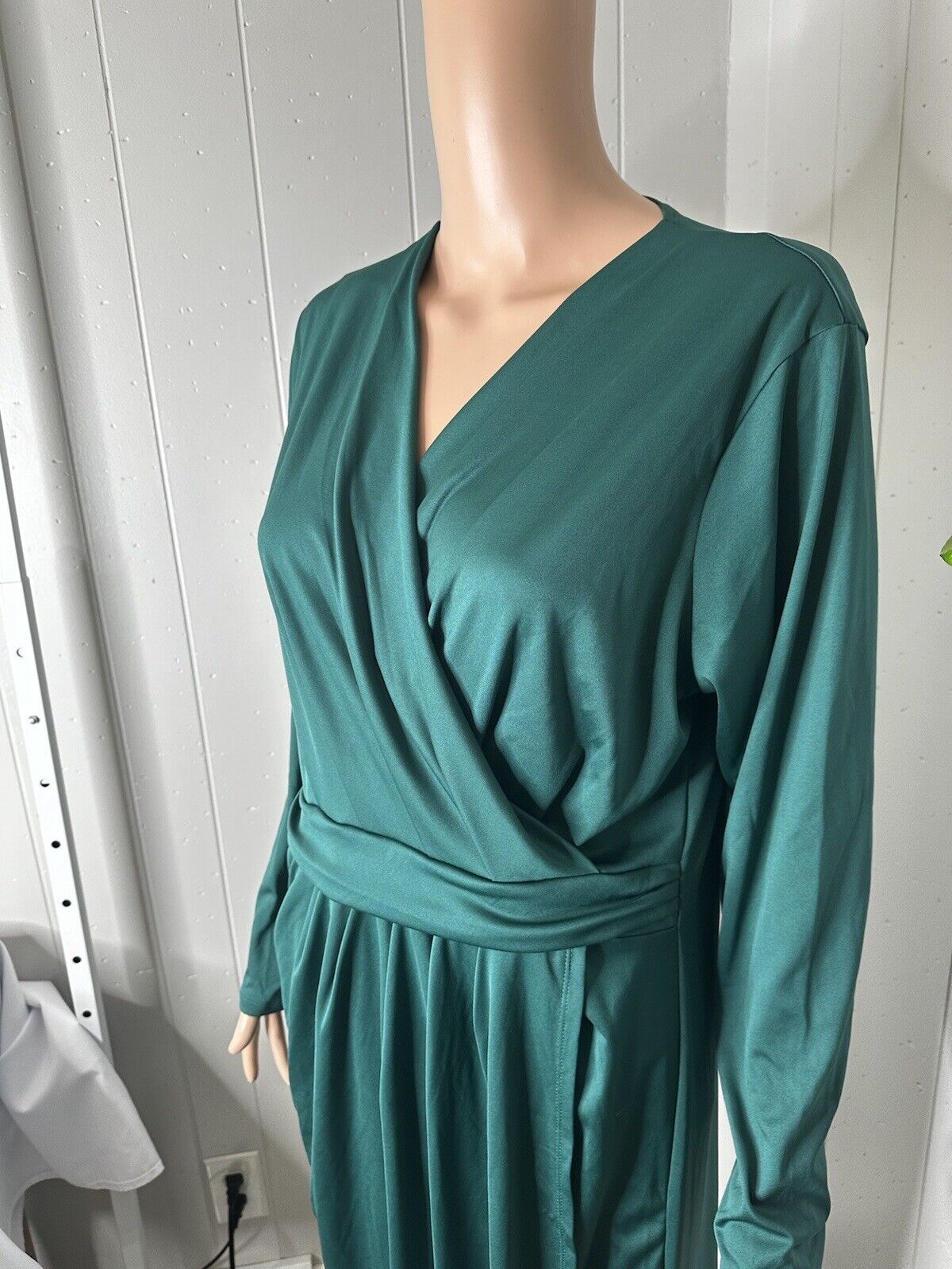 KOH KOH Womens Long Sleeve Formal Wrap Draped Cocktail V-Neck Gown Maxi Dress