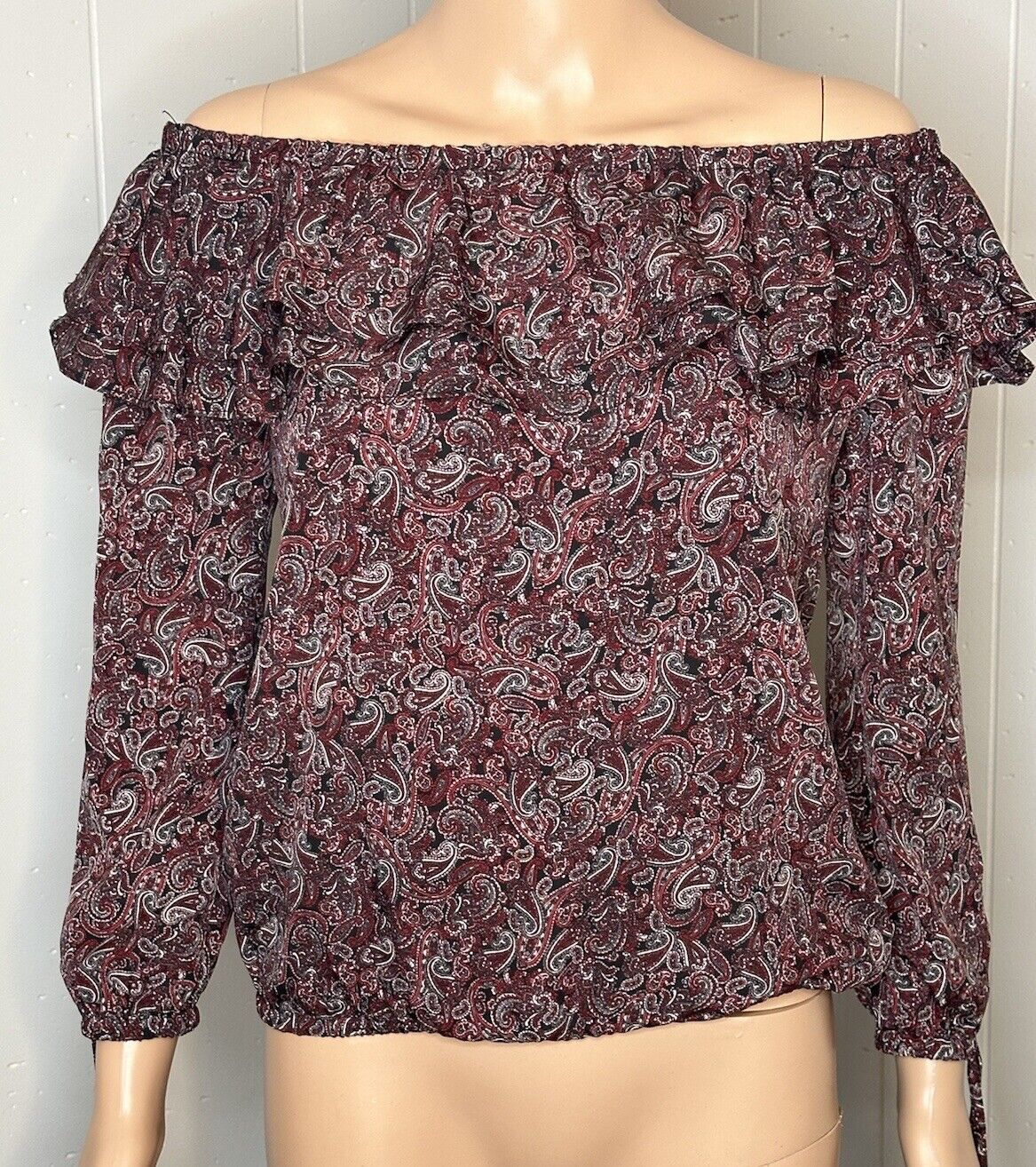 Michael Kors Women's Pop Paisley Ruffle Top Royal Pink, US XS