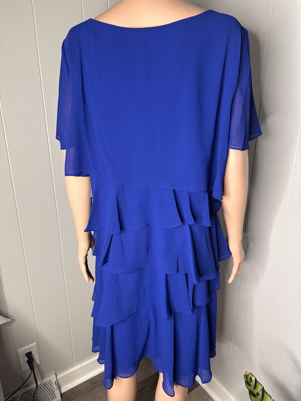 Jessica Howard Womens Chiffon Tiered Short Sleeve Royal Blue 16