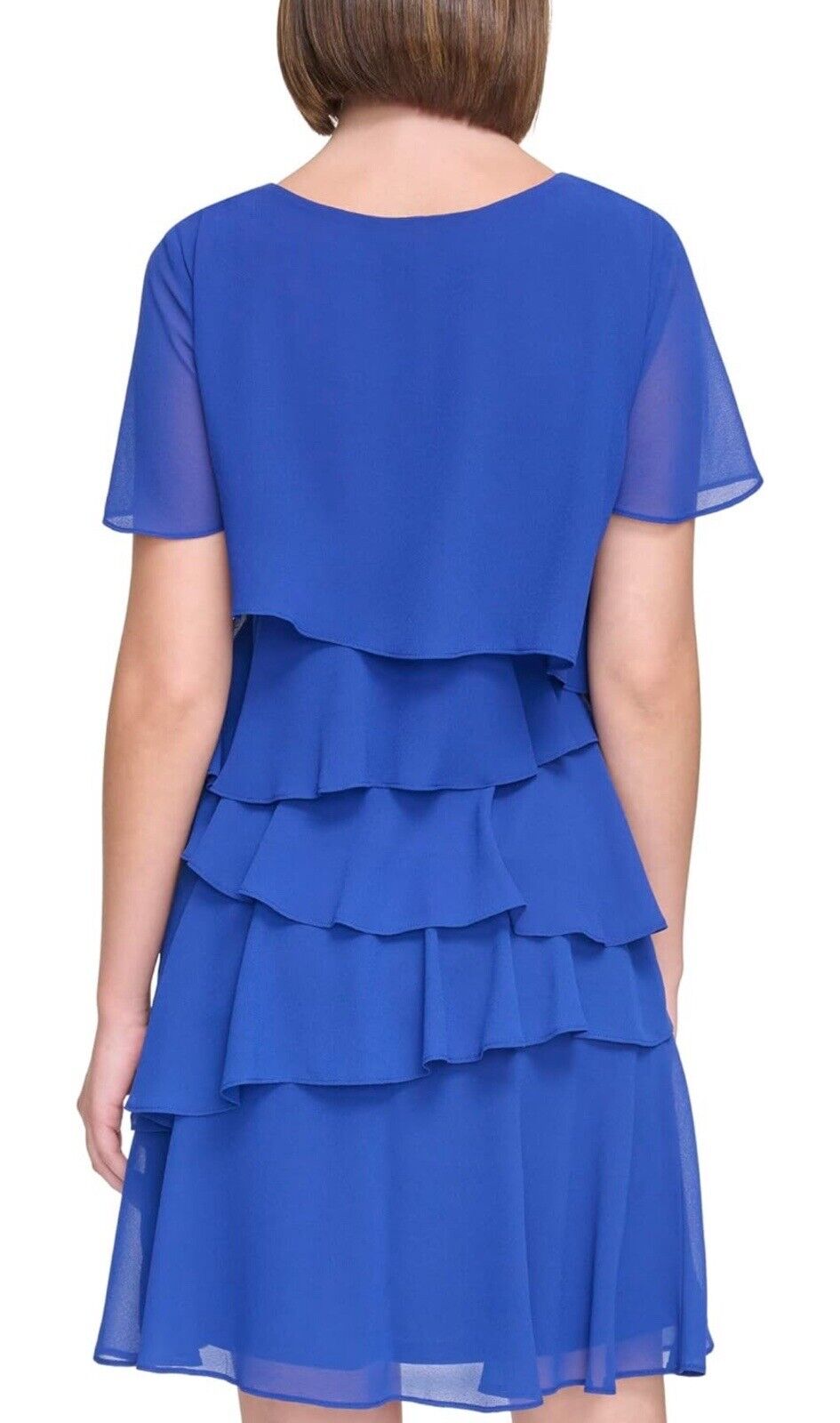 Jessica Howard Womens Chiffon Tiered Short Sleeve Royal Blue 16