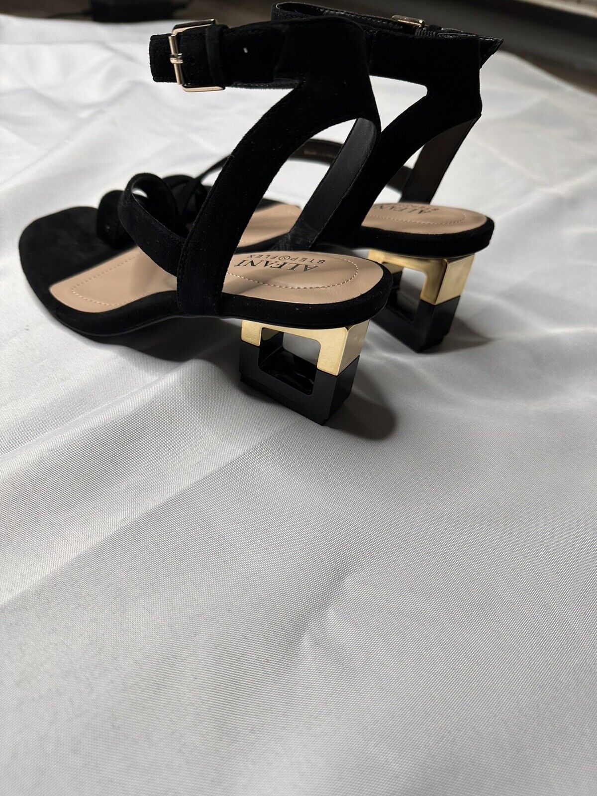 ALFANI Womens Black Toe Loop Coreena Sculpted Heel Heeled Sandal 6 M