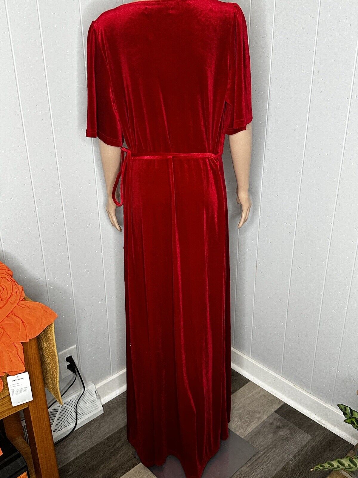 Merokeety Velvet Dress Women’s Wrap Maxi V-Neck Tie Belt Size Xl