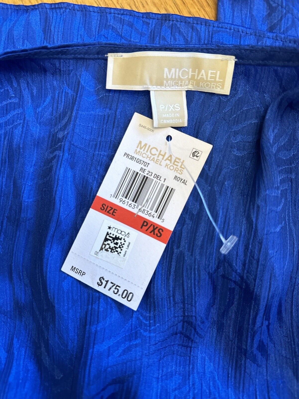 MICHAEL Michael Kors Women's Jacquard Zebra-Print Plisse Dress Royal, US XS