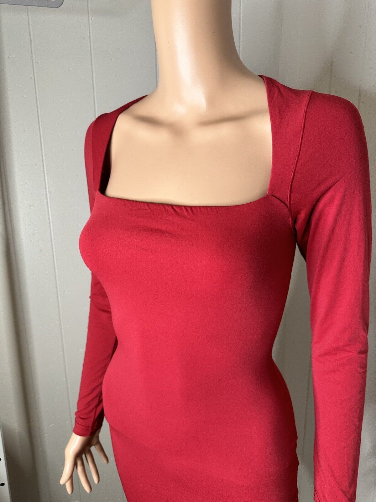HYZ Women's Long Sleeve Square Neck Going Out Party Mini Tshirt Dress M