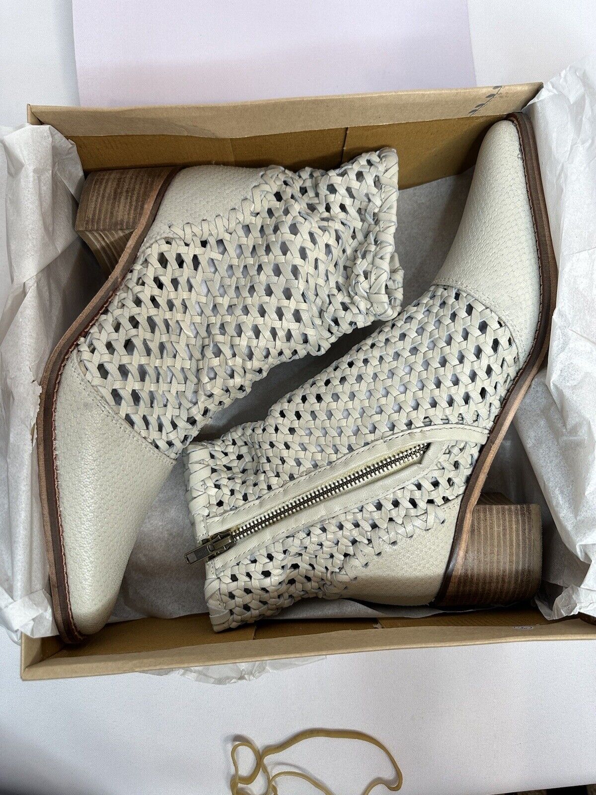 Free People In the Loop Woven Ankle Boots White Size 40/US 9.5