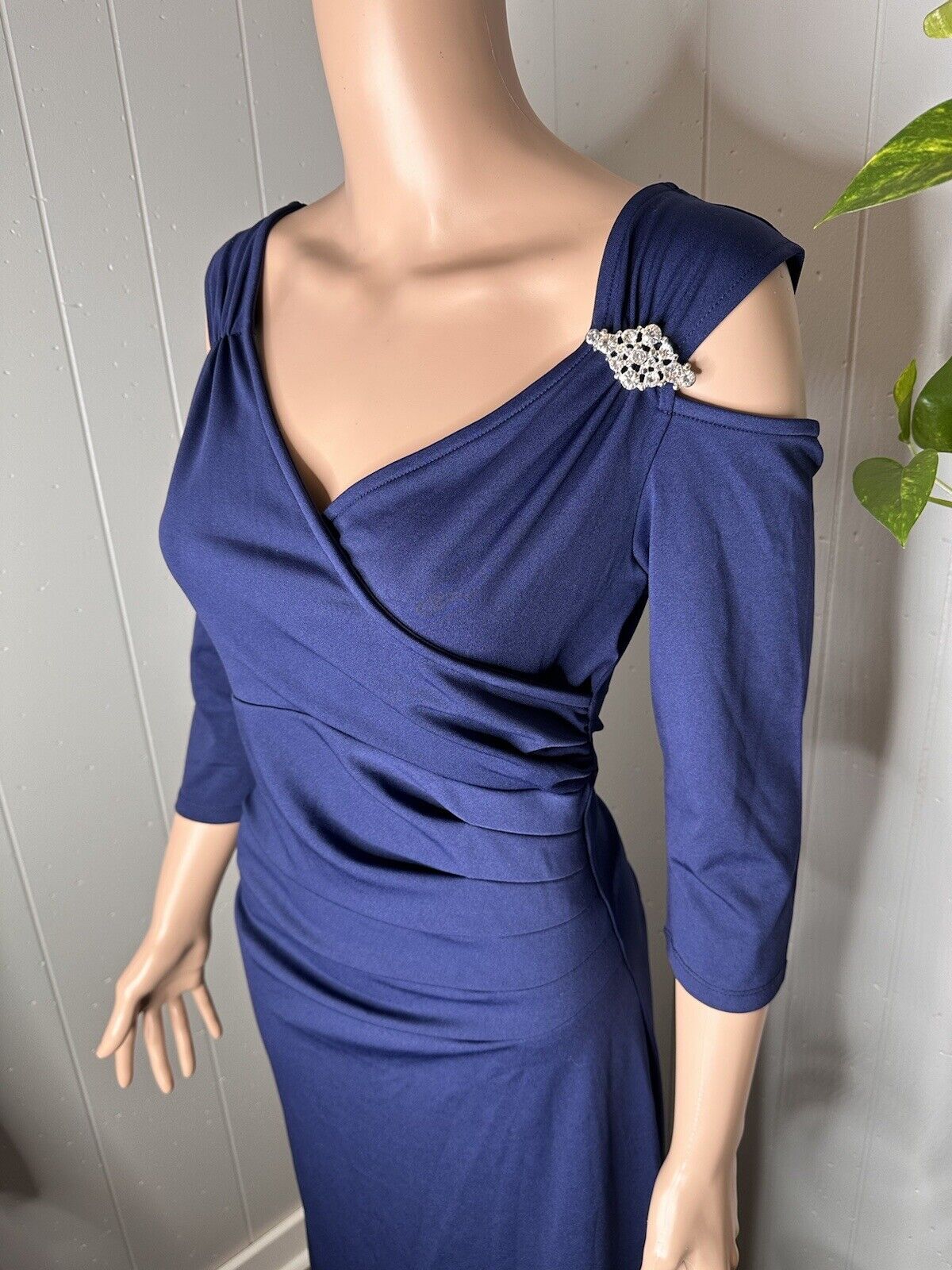 Blue Formal Cold Shoulder Dress
